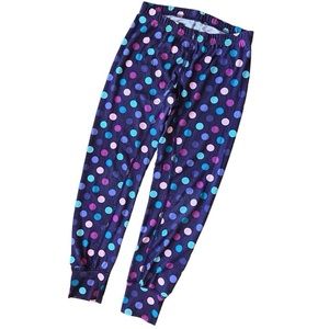 REI size 8 SPF 50+ baselayer leggings long underwear purple polka dots